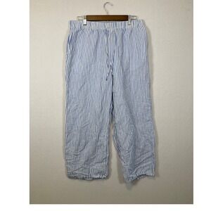 HM Blue White Striped Linen Blend Drawstring Pants Women's Large